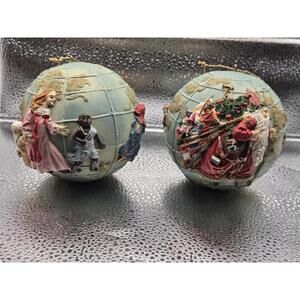 Vintage Christmas Around The World 3D Globe Ornament Holiday Decor